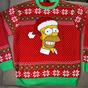The Simpsons Homer Simpson Ugly Christmas Sweater Unisex Large Pullover holiday